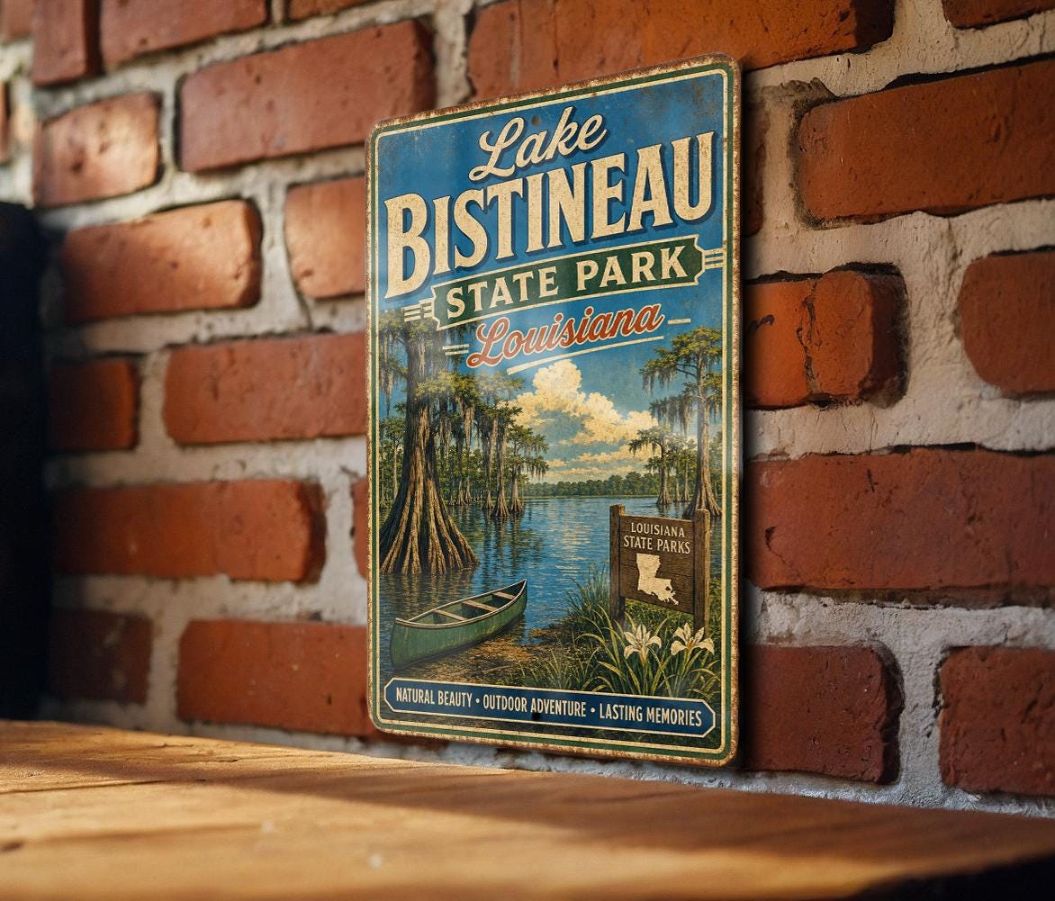 Lake Bistineau State Park Louisiana Vintage Style Metal Sign, Lake Bistineau Wall Decor, Louisiana State Park Sign — photo 2