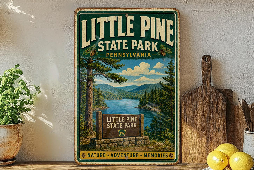 Little Pine State Park Pennsylvania Vintage Style Metal Sign, State Park Souvenir Wall Decor, Outdoor Adventure Gift — photo 3