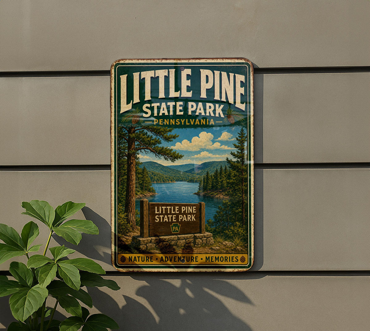 Little Pine State Park Pennsylvania Vintage Style Metal Sign, State Park Souvenir Wall Decor, Outdoor Adventure Gift — photo 5