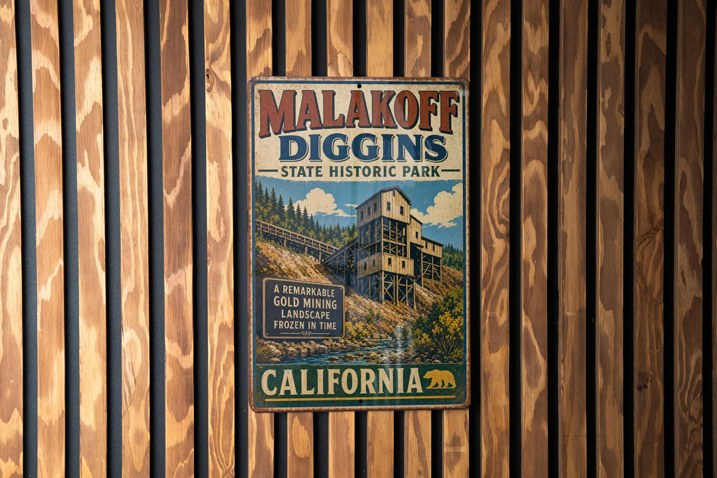 Malakoff Diggins State Historic Park California Vintage Style Metal Sign, Gold Rush Ghost Town Park Decor, Nevada County CA Gift — photo 3