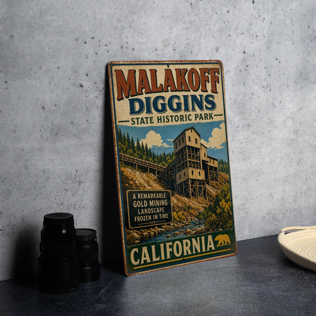Malakoff Diggins State Historic Park California Vintage Style Metal Sign, Gold Rush Ghost Town Park Decor, Nevada County CA Gift — photo 4