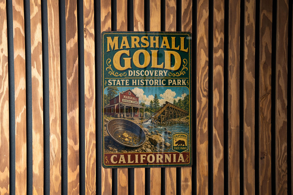Vintage Style Marshall Gold Discovery State Historic Park California Metal Sign, Gold Rush Landmark Decor, Historic Park Wall Sign — photo 1