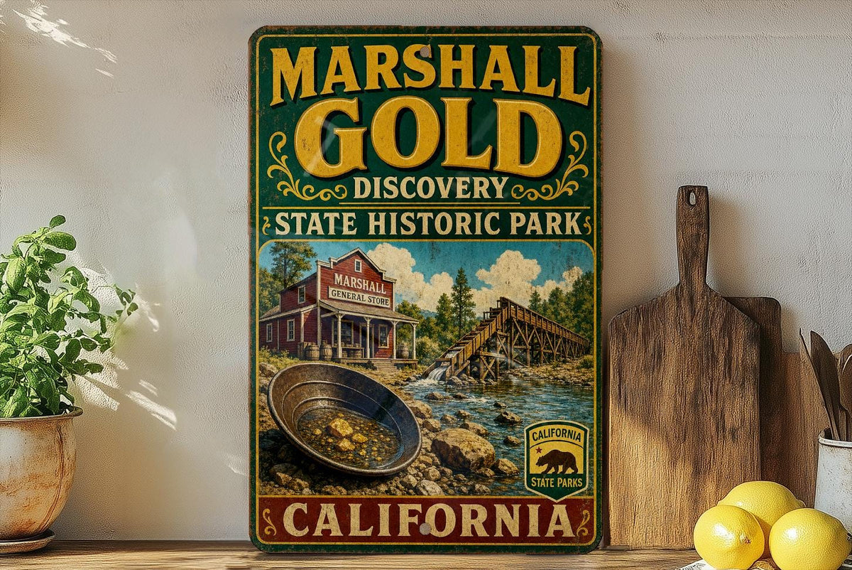 Vintage Style Marshall Gold Discovery State Historic Park California Metal Sign, Gold Rush Landmark Decor, Historic Park Wall Sign — photo 2