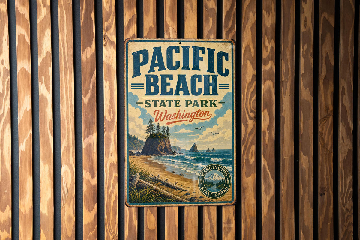 Pacific Beach State Park Washington Vintage Style Metal Sign, Coastal Beach Campground Souvenir Decor, Ocean Shore Travel Sign — photo 2