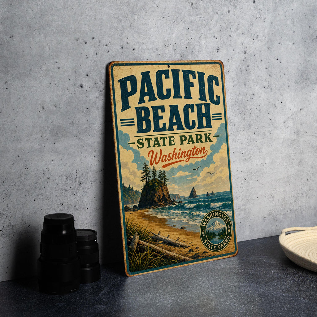 Pacific Beach State Park Washington Vintage Style Metal Sign, Coastal Beach Campground Souvenir Decor, Ocean Shore Travel Sign — photo 4