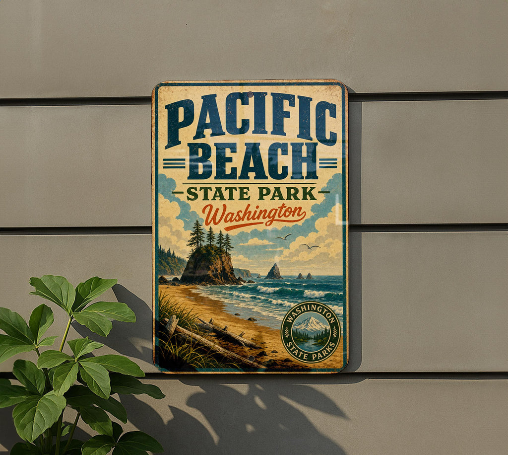 Pacific Beach State Park Washington Vintage Style Metal Sign, Coastal Beach Campground Souvenir Decor, Ocean Shore Travel Sign — photo 5