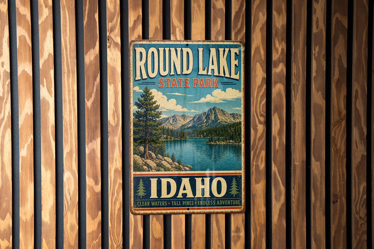 Round Lake State Park Idaho Vintage Style Metal Sign, Outdoor Recreation Decor, Idaho State Park Souvenir Sign — photo 2