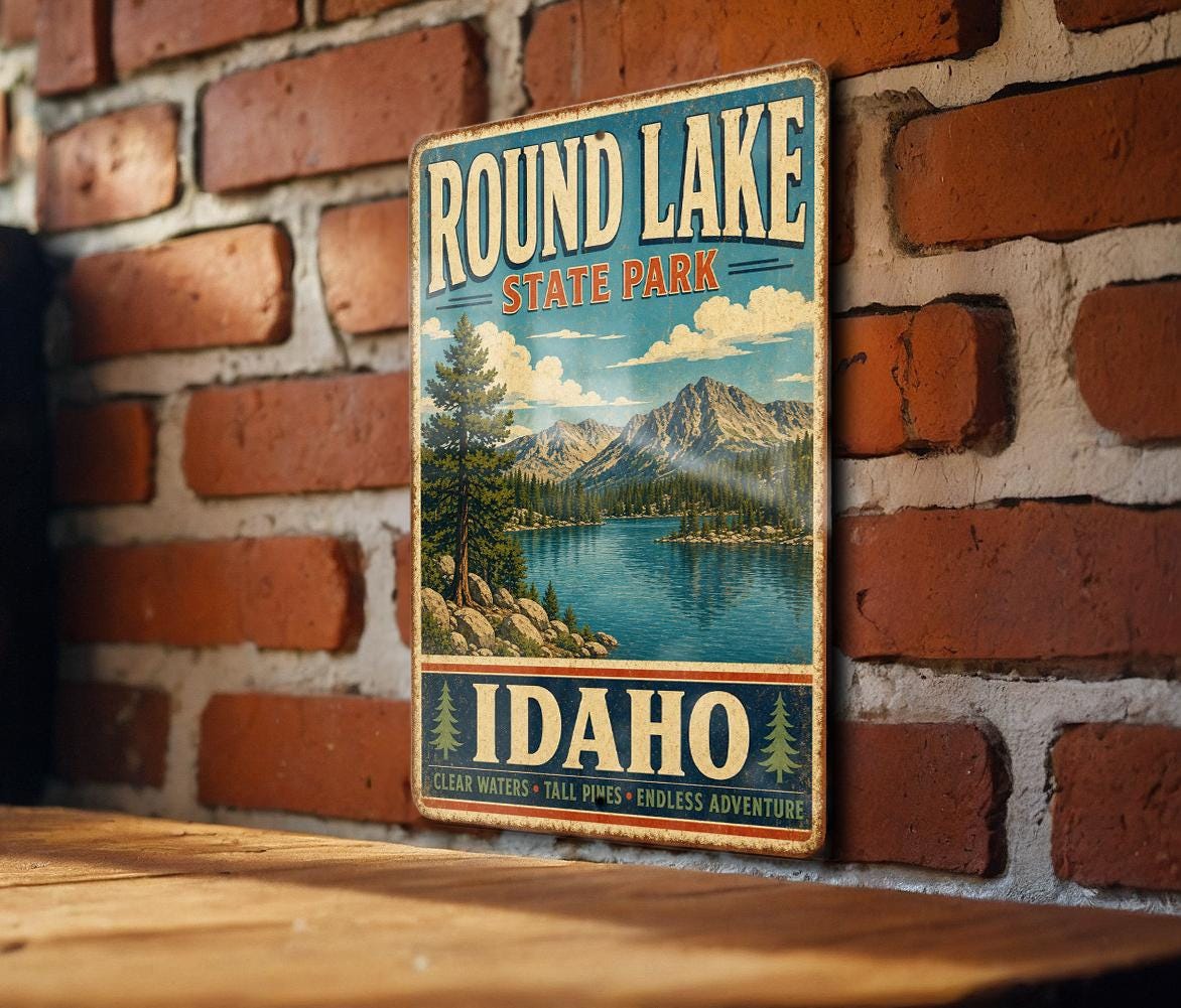 Round Lake State Park Idaho Vintage Style Metal Sign, Outdoor Recreation Decor, Idaho State Park Souvenir Sign — photo 3