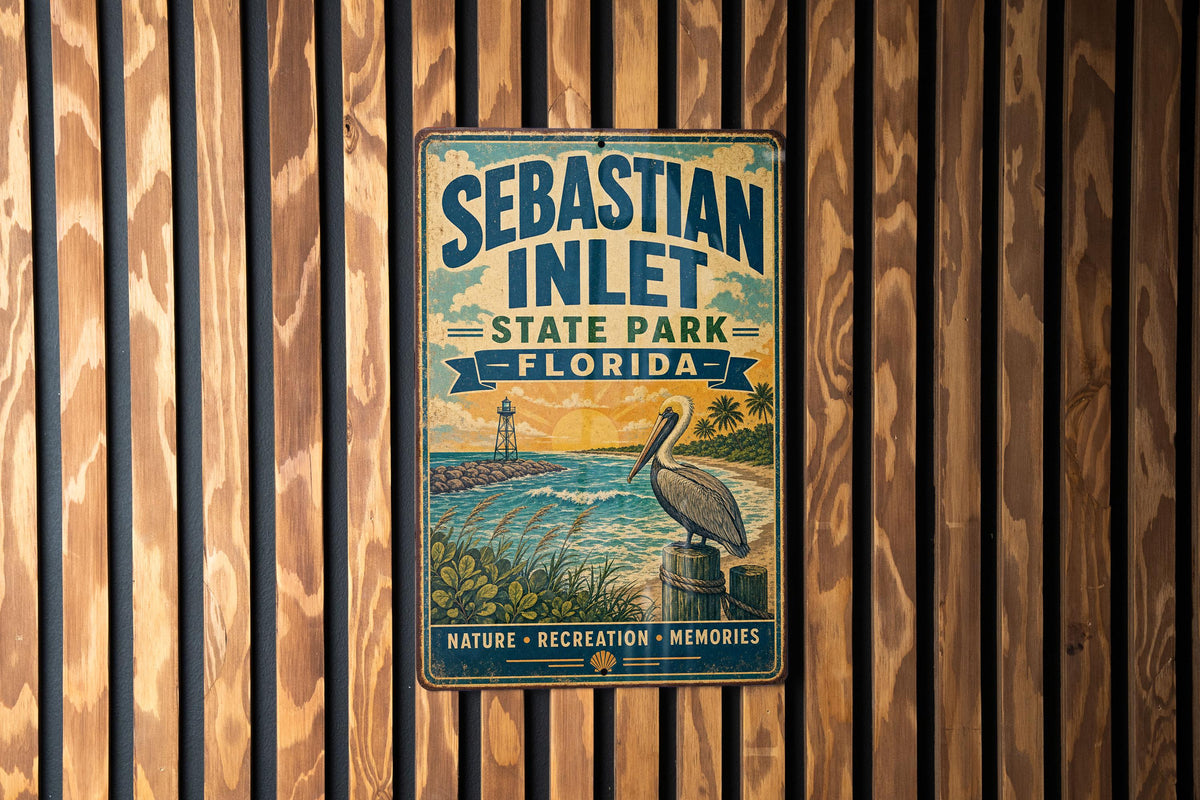 Sebastian Inlet State Park Florida Vintage Style Metal Sign, Coastal Park Souvenir Wall Decor, Beach Camping Travel Gift — photo 2