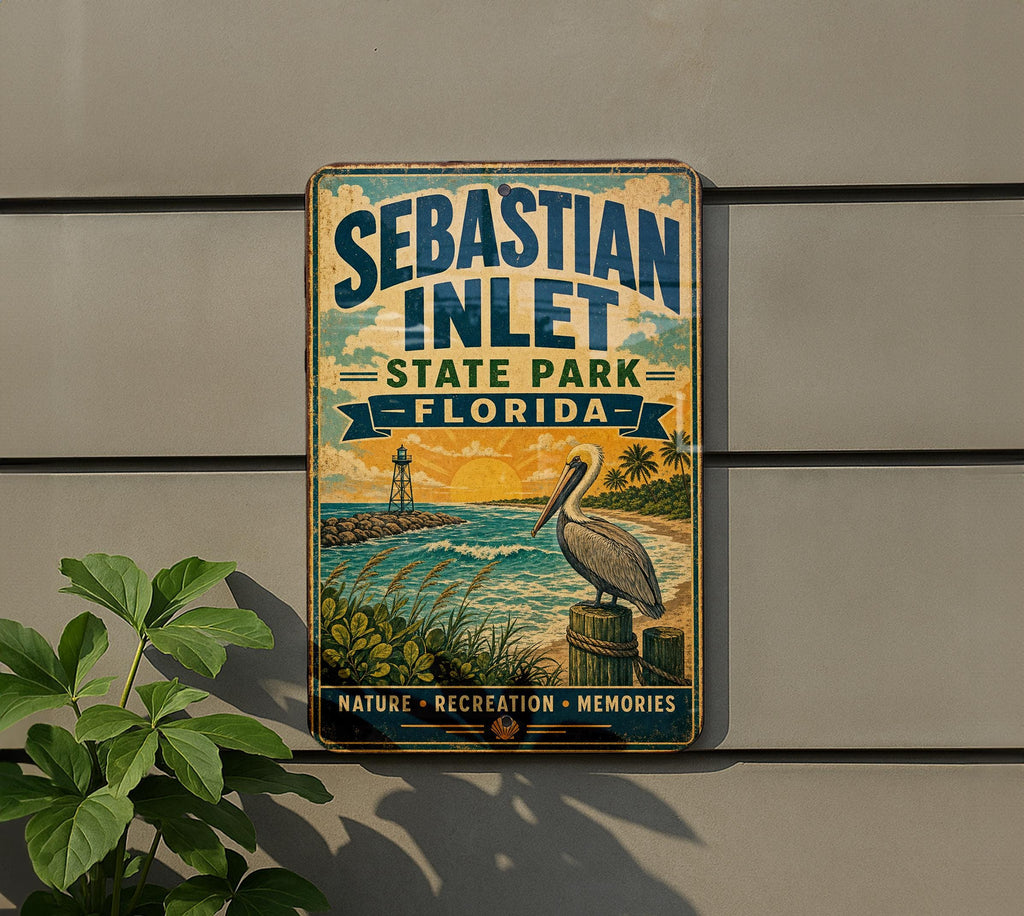 Sebastian Inlet State Park Florida Vintage Style Metal Sign, Coastal Park Souvenir Wall Decor, Beach Camping Travel Gift — photo 5
