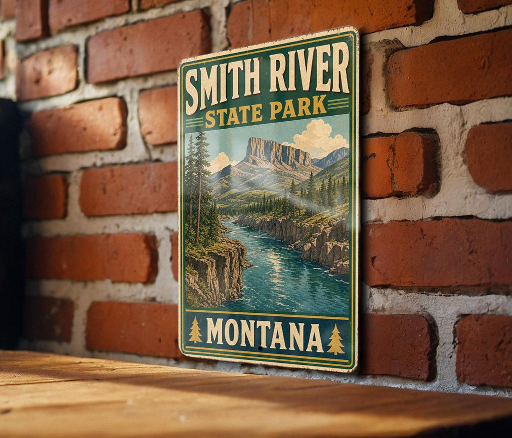 Smith River State Park Montana Vintage Style Metal Sign, Montana State Park Decor, Outdoor Adventure Cabin Wall Sign — photo 2