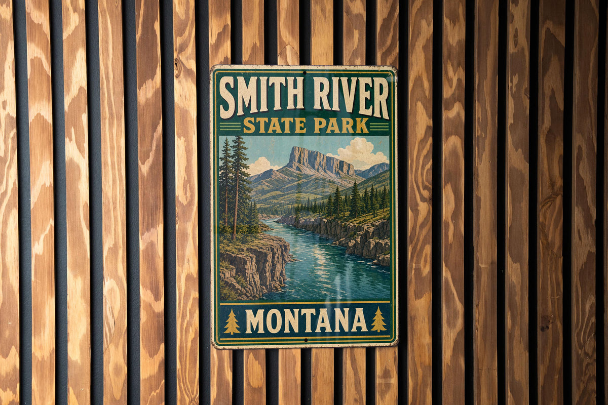 Smith River State Park Montana Vintage Style Metal Sign, Montana State Park Decor, Outdoor Adventure Cabin Wall Sign — photo 3