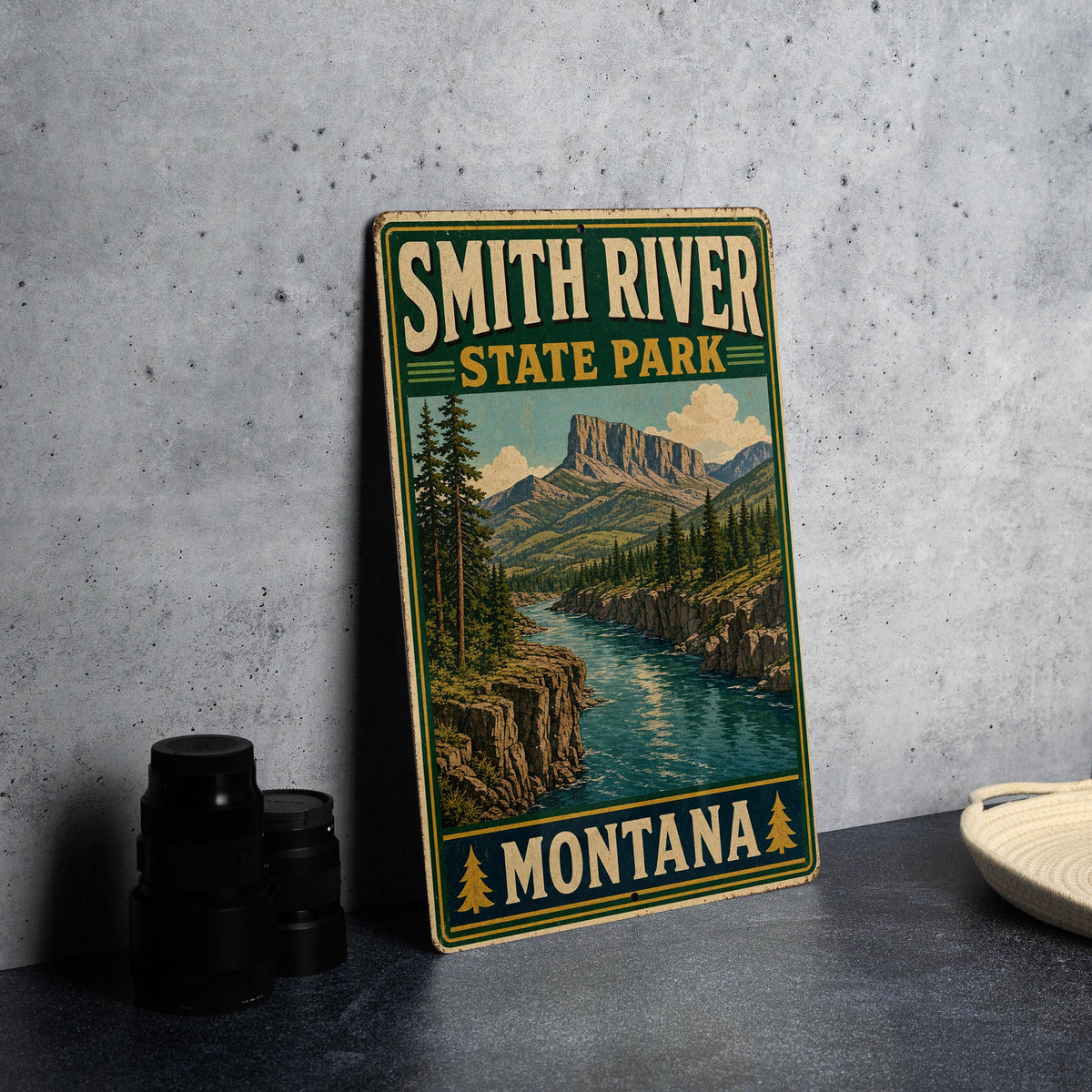 Smith River State Park Montana Vintage Style Metal Sign, Montana State Park Decor, Outdoor Adventure Cabin Wall Sign — photo 4