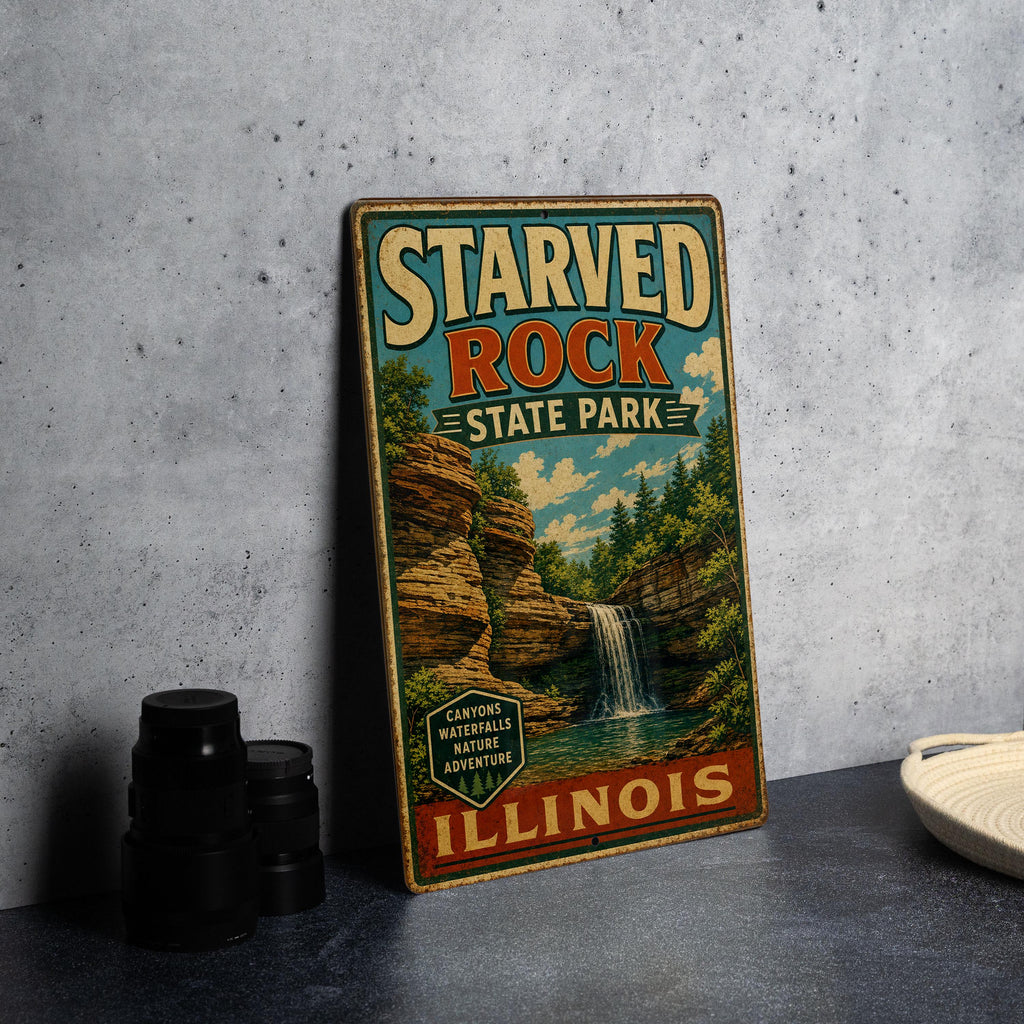 Starved Rock State Park Illinois Vintage Style Metal Sign, Park Landmark Decor, Illinois Travel Souvenir Sign — photo 4