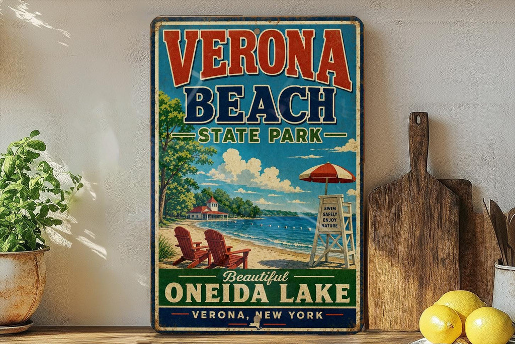 Verona Beach State Park New York Vintage Style Metal Sign, Oneida Lake Park Souvenir Wall Decor, Upstate NY Travel Gift — photo 3