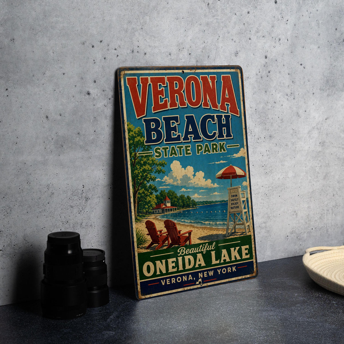 Verona Beach State Park New York Vintage Style Metal Sign, Oneida Lake Park Souvenir Wall Decor, Upstate NY Travel Gift — photo 4