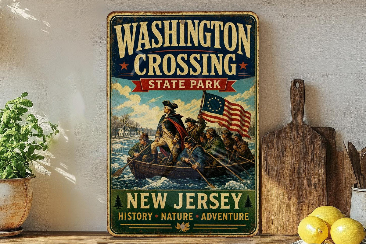 Washington Crossing State Park New Jersey Vintage Style Metal Sign, Park Landmark Souvenir Wall Decor, Historic Delaware River Site — photo 1