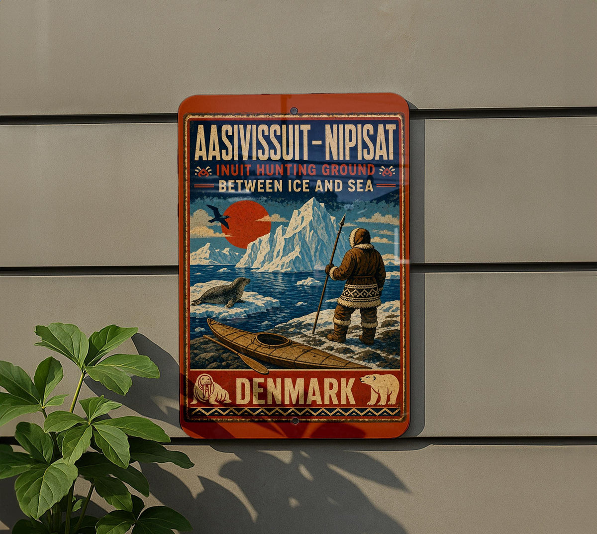 Aasivissuit Nipisat Inuit Hunting Ground Vintage Style Metal Sign Greenland Heritage Wall Decor — photo 5