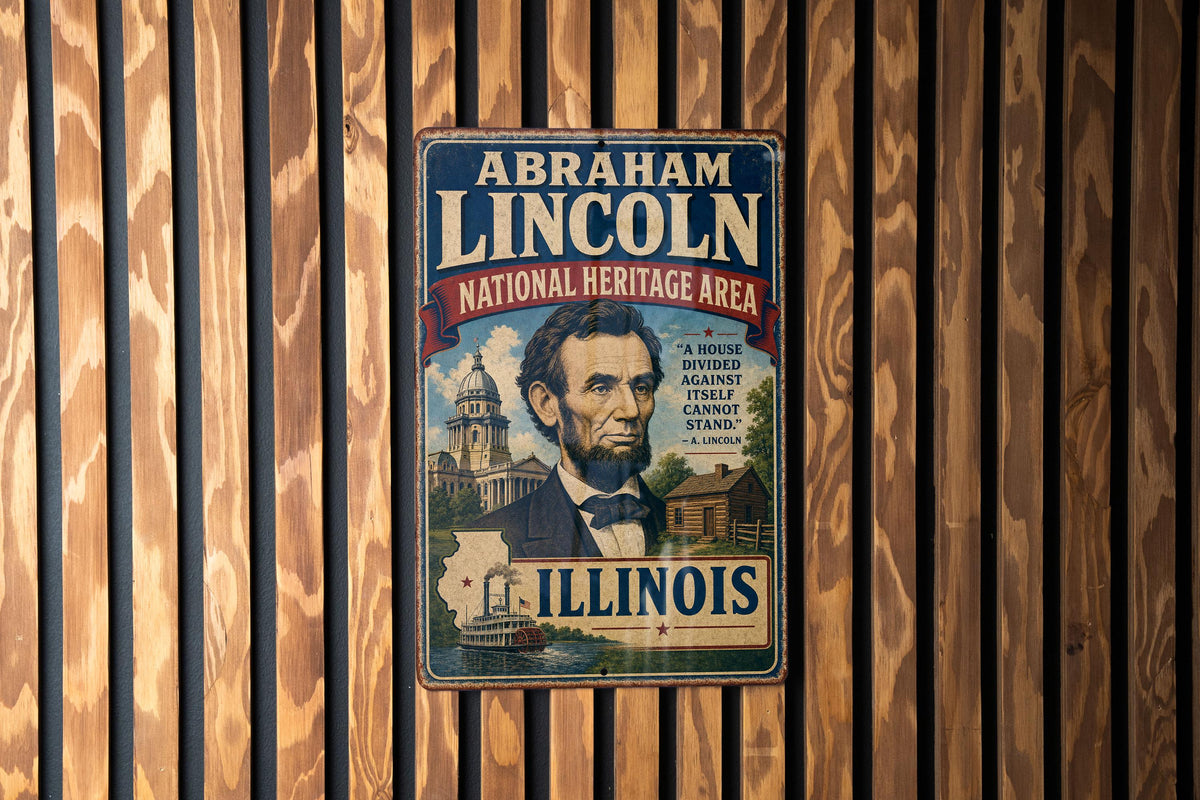 Abraham Lincoln National Heritage Area Illinois Vintage Style Metal Sign, Historic Illinois Landmark Decor, Lincoln History Gift — photo 3