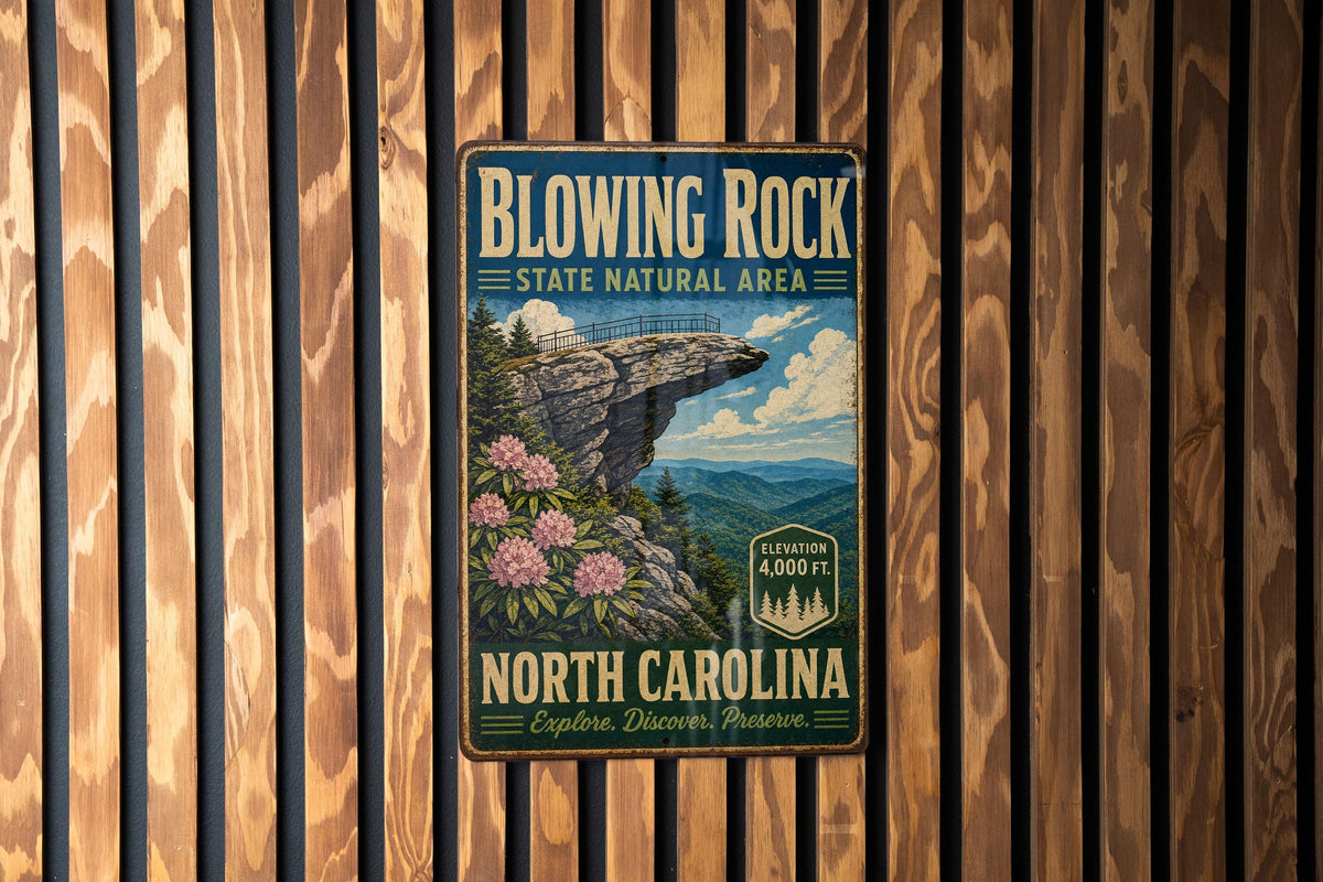 Blowing Rock State Natural Area North Carolina Vintage Style Metal Sign, Blue Ridge Mountains Travel Souvenir Decor — photo 1