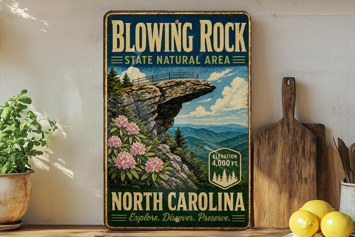Blowing Rock State Natural Area North Carolina Vintage Style Metal Sign, Blue Ridge Mountains Travel Souvenir Decor — photo 3