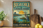 Bolsa Chica Ecological Reserve California Vintage Style Metal Sign, Coastal Wetlands Nature Preserve Decor, Huntington Beach CA Gift — photo 1