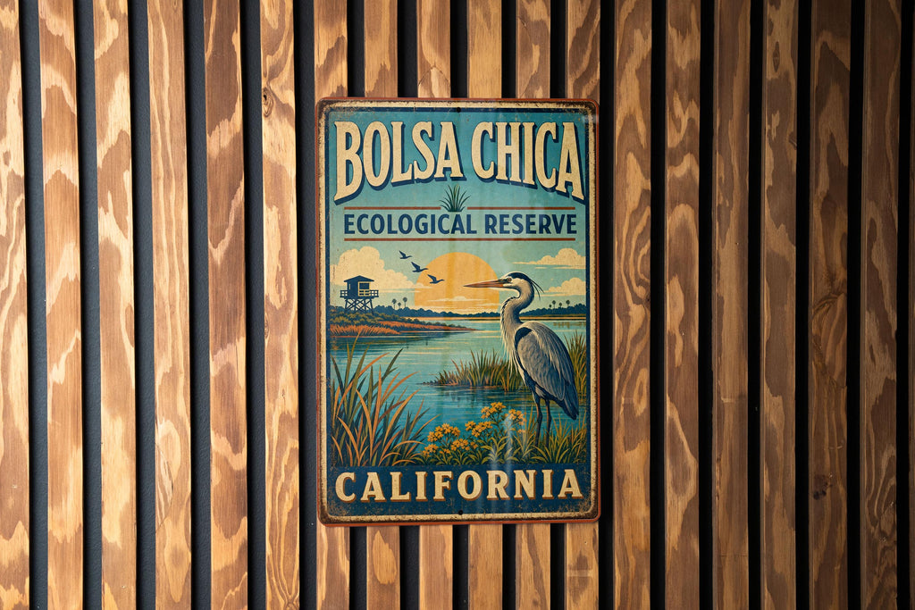 Bolsa Chica Ecological Reserve California Vintage Style Metal Sign, Coastal Wetlands Nature Preserve Decor, Huntington Beach CA Gift — photo 3