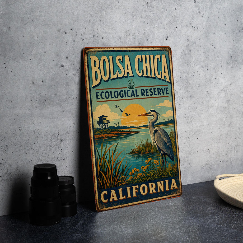 Bolsa Chica Ecological Reserve California Vintage Style Metal Sign, Coastal Wetlands Nature Preserve Decor, Huntington Beach CA Gift — photo 4