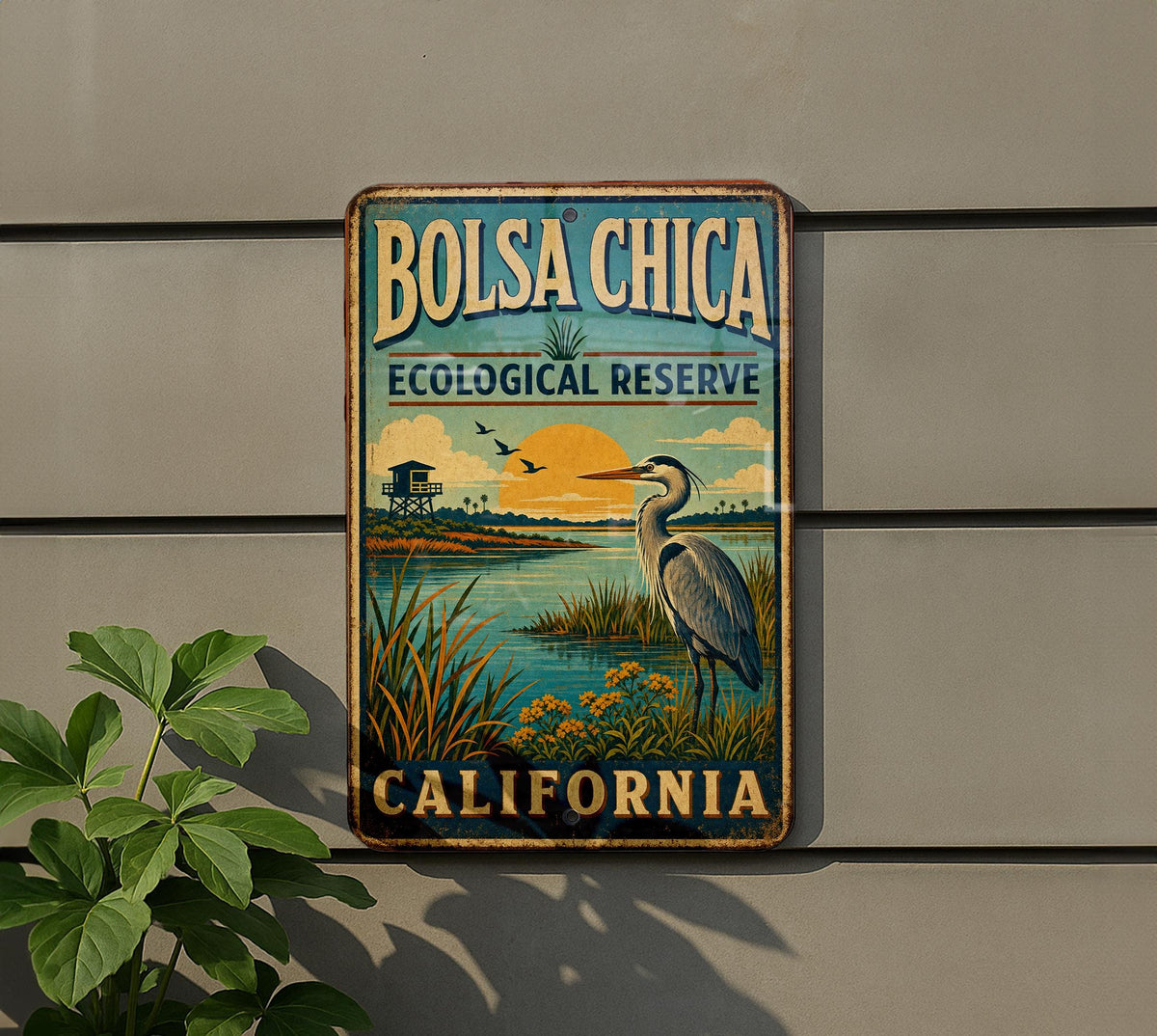 Bolsa Chica Ecological Reserve California Vintage Style Metal Sign, Coastal Wetlands Nature Preserve Decor, Huntington Beach CA Gift — photo 5
