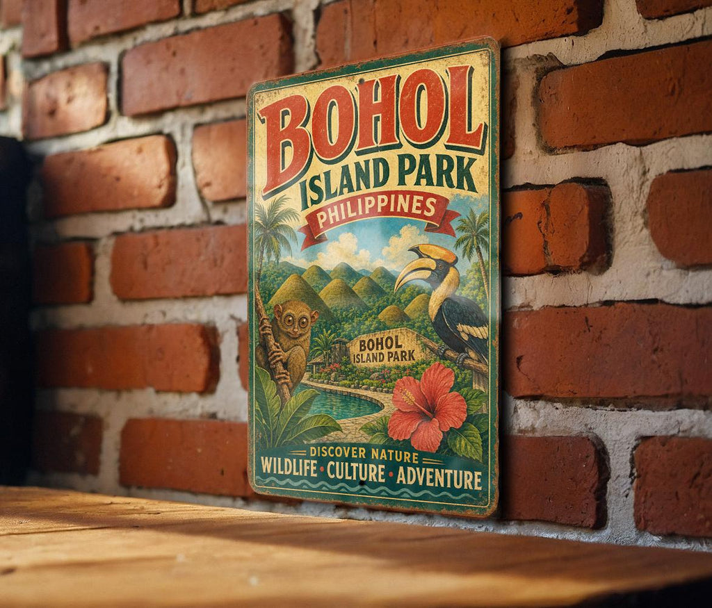Bohol Island Park Philippines Vintage Style Metal Sign, Bohol Travel Souvenir Wall Decor, Philippine Island Landmark Signage — photo 1