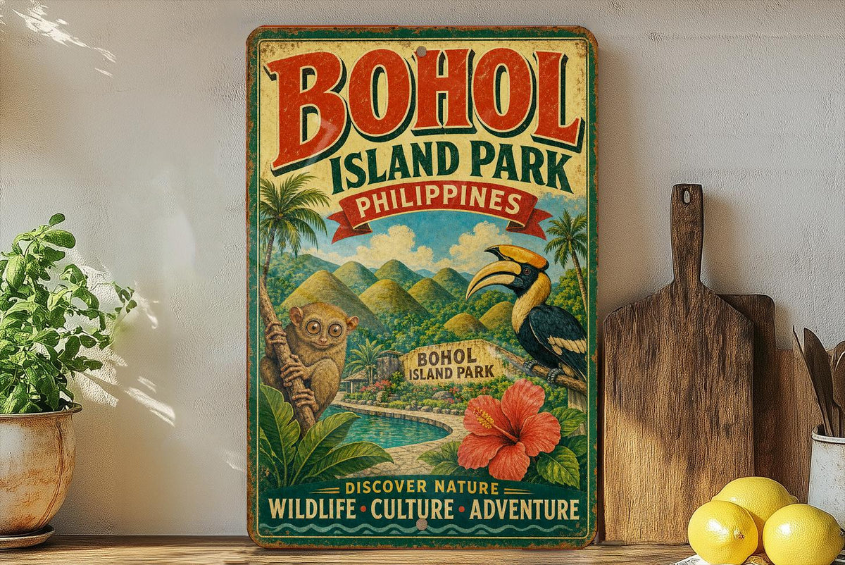 Bohol Island Park Philippines Vintage Style Metal Sign, Bohol Travel Souvenir Wall Decor, Philippine Island Landmark Signage — photo 3