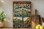 Budapest Metal Sign, Banks of the Danube Vintage Travel Decor, Hungary City Landmark Wall Plaque — photo 2