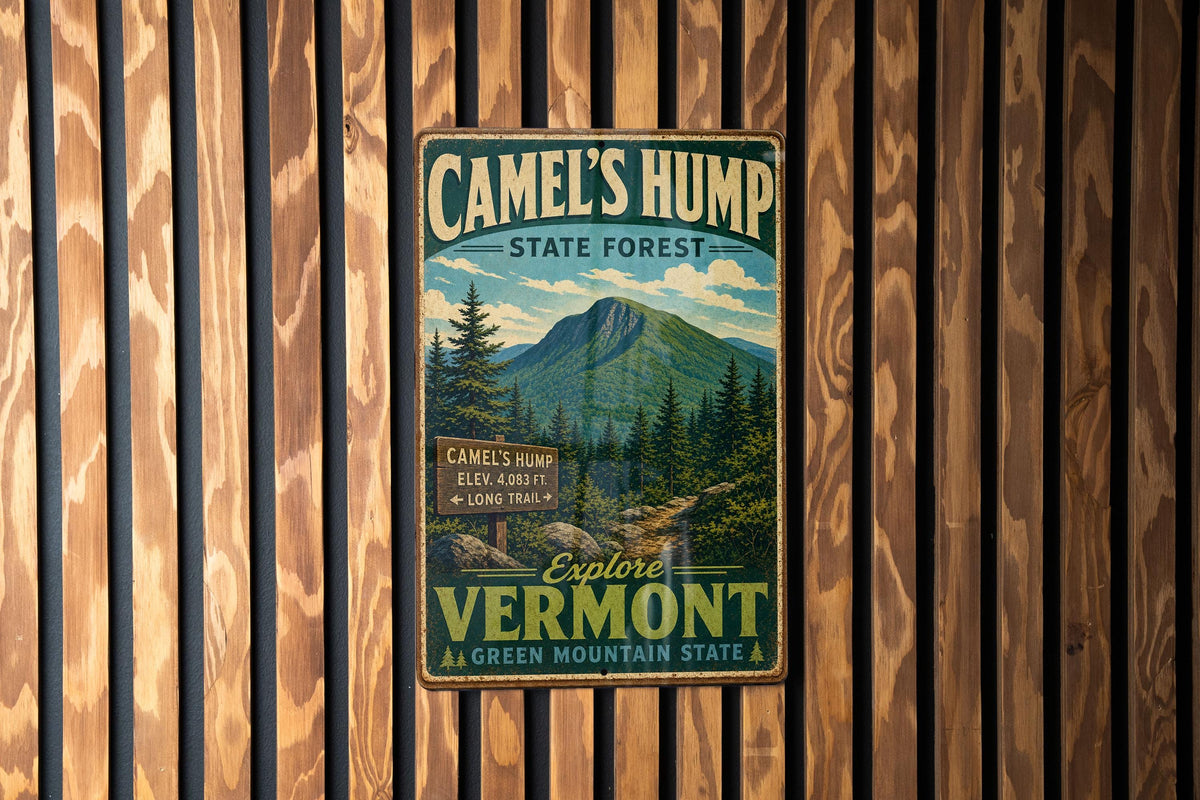 Camel’s Hump State Forest Vermont Vintage Style Metal Sign | Green Mountain State Park Decor | Rustic Cabin Lodge Wall Sign — photo 1