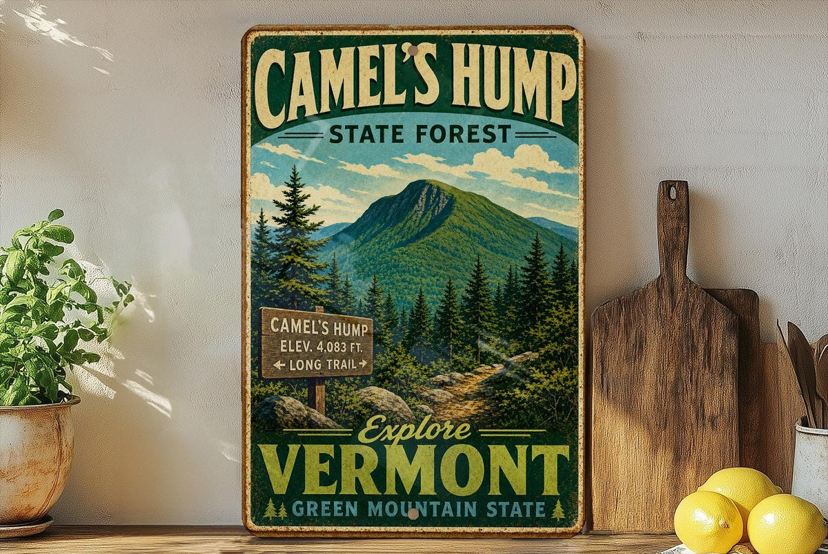 Camel’s Hump State Forest Vermont Vintage Style Metal Sign | Green Mountain State Park Decor | Rustic Cabin Lodge Wall Sign — photo 3