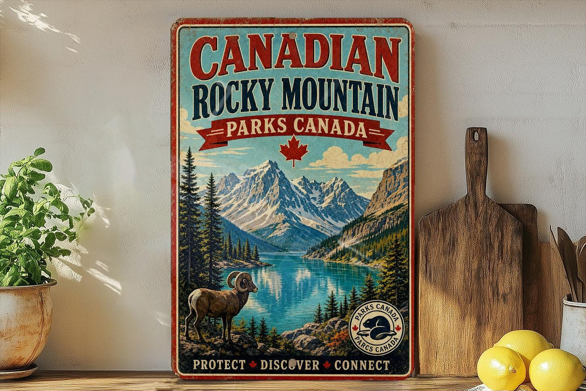 Canadian Rocky Mountain Parks Canada Vintage Style Metal Sign, Mountain Park Travel Souvenir Decor Plaque — photo 1