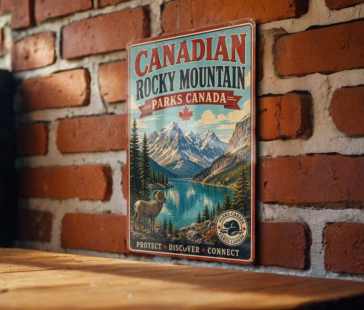Canadian Rocky Mountain Parks Canada Vintage Style Metal Sign, Mountain Park Travel Souvenir Decor Plaque — photo 2
