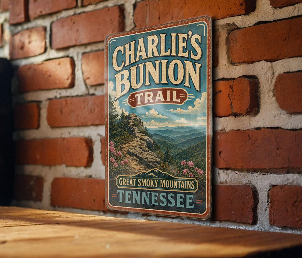 Charlie’s Bunion Trail Tennessee Vintage Style Metal Sign, Hiking Trail Decor, Appalachian Outdoor Cabin Wall Plaque — photo 1