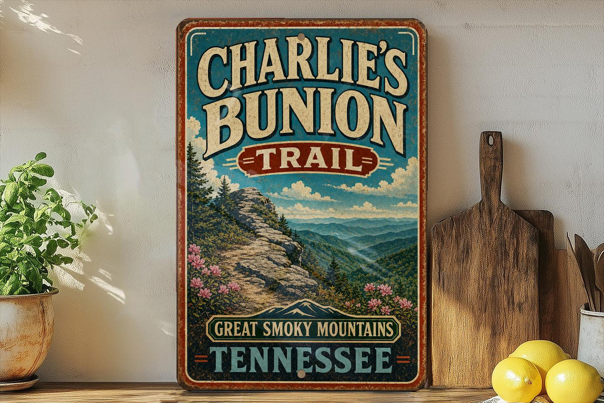 Charlie’s Bunion Trail Tennessee Vintage Style Metal Sign, Hiking Trail Decor, Appalachian Outdoor Cabin Wall Plaque — photo 2