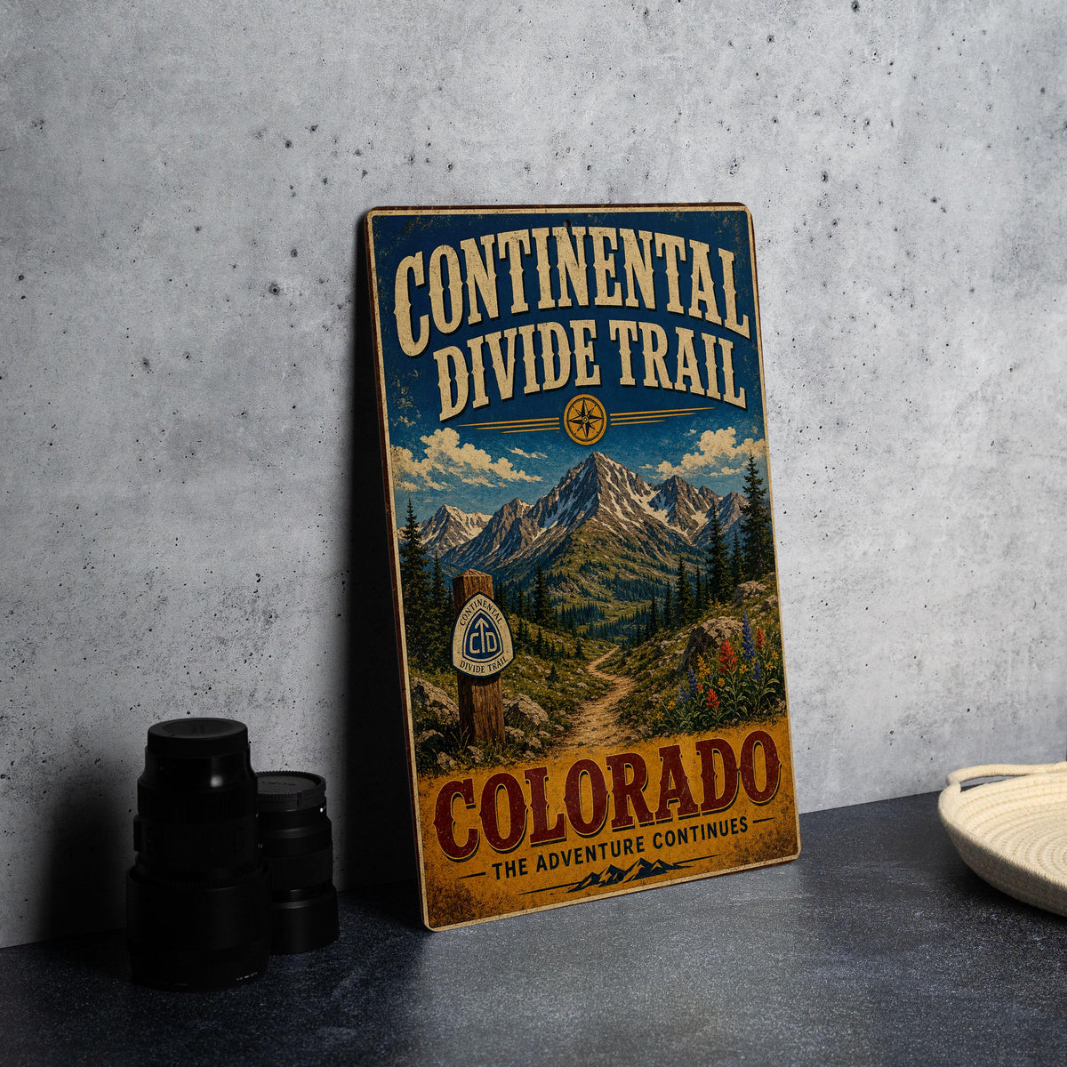 Continental Divide Trail Colorado Vintage Style Metal Sign, CDT Hiking Trail Decor, Mountain Adventure Wall Sign — photo 4