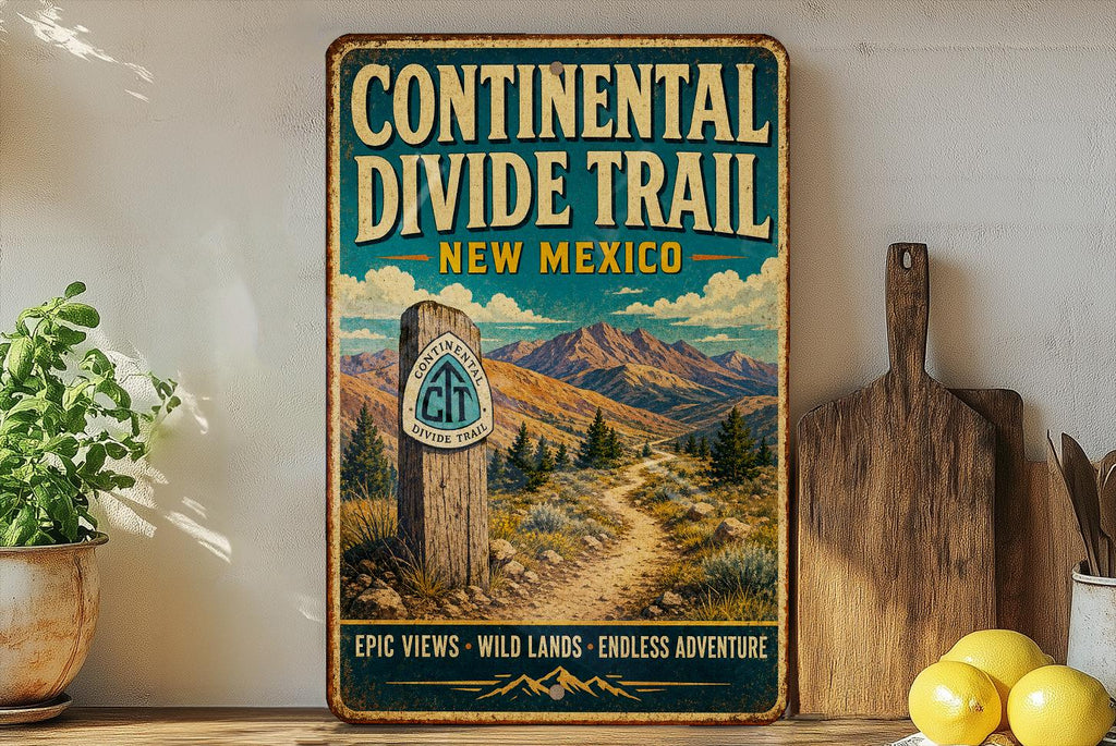 Vintage Continental Divide Trail New Mexico Metal Sign, CDT Hiking Route Decor, Trail Sign for Backpackers, Outdoor Adventure Wall Art — photo 2