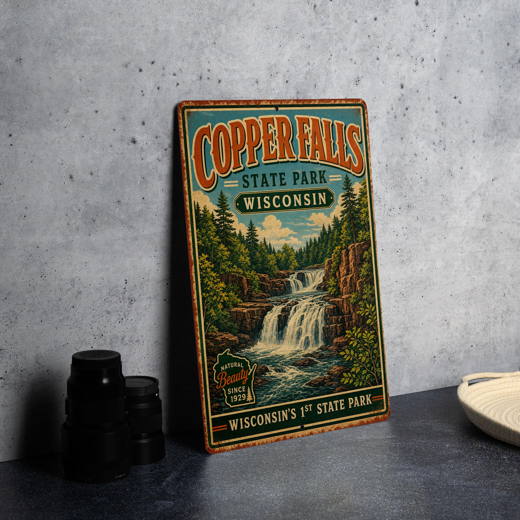 Copper Falls State Park Wisconsin Vintage Style Metal Sign, Northern Wisconsin Nature Landmark Wall Decor, Park Souvenir Gift — photo 4