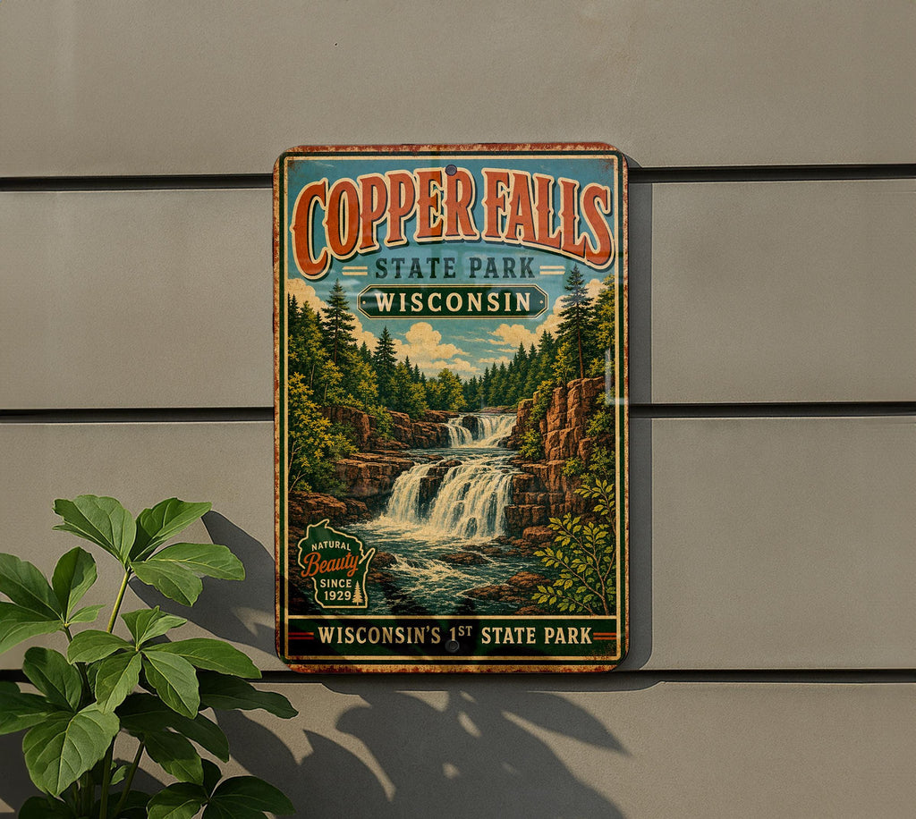 Copper Falls State Park Wisconsin Vintage Style Metal Sign, Northern Wisconsin Nature Landmark Wall Decor, Park Souvenir Gift — photo 5