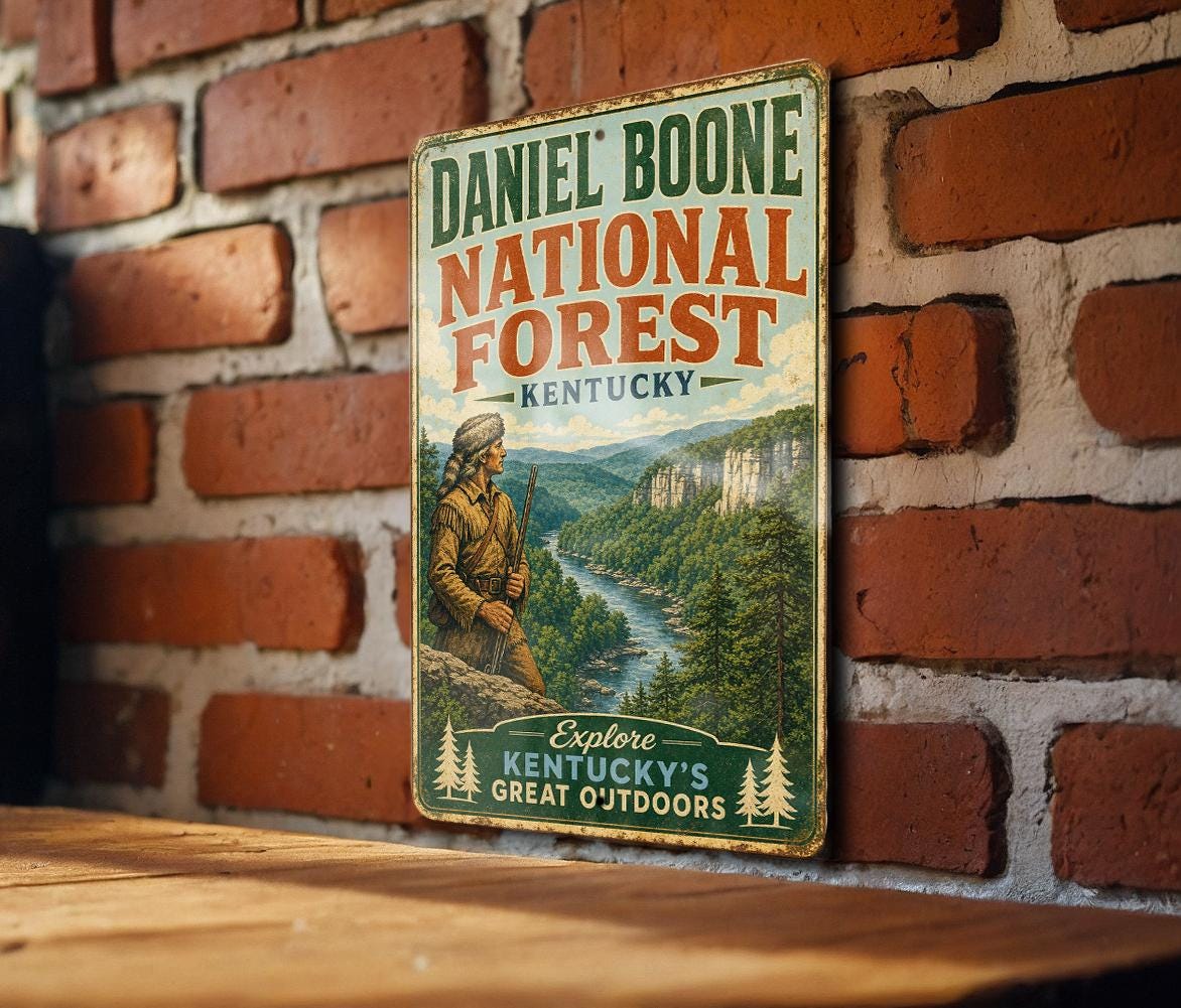 Daniel Boone National Forest Kentucky Metal Sign, Vintage Style Rustic Cabin Camping Hiking Nature Decor Wall Plaque — photo 1