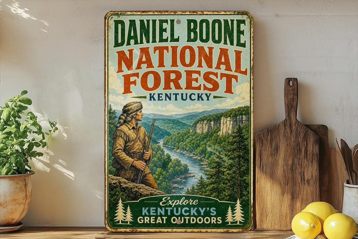 Daniel Boone National Forest Kentucky Metal Sign, Vintage Style Rustic Cabin Camping Hiking Nature Decor Wall Plaque — photo 2