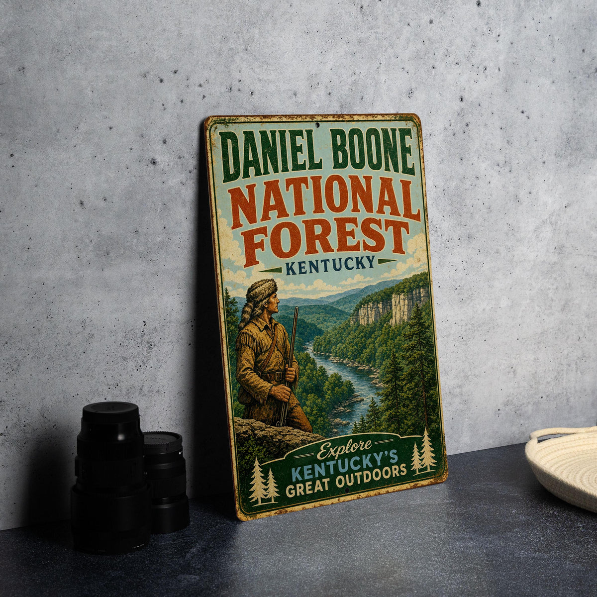 Daniel Boone National Forest Kentucky Metal Sign, Vintage Style Rustic Cabin Camping Hiking Nature Decor Wall Plaque — photo 4