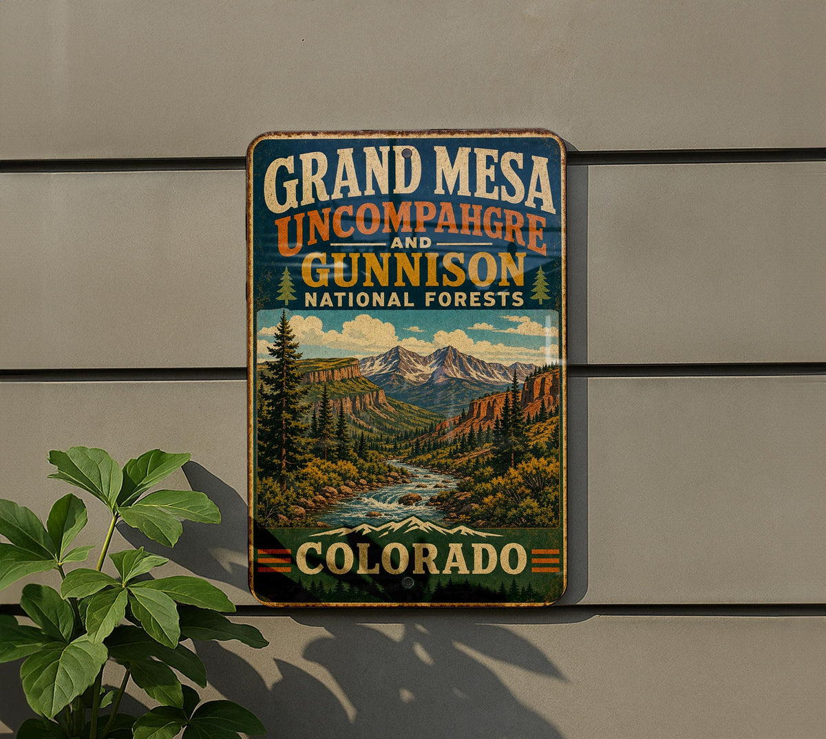 Vintage Grand Mesa Uncompahgre & Gunnison National Forest Metal Sign Colorado Outdoor Recreation Cabin Decor — photo 5