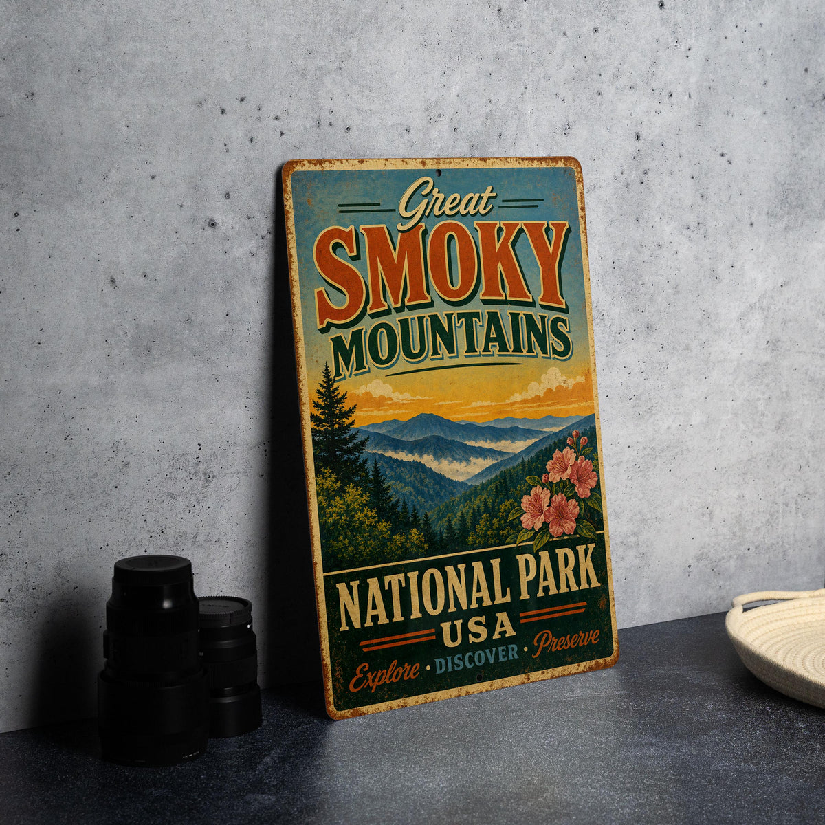 Vintage Great Smoky Mountains National Park USA Metal Sign, Tennessee North Carolina Mountain Park Souvenir Wall Decor — photo 4