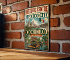 Historic Centre of Mexico City & Xochimilco Mexico Vintage Metal Sign, UNESCO World Heritage Landmark Decor, Mexico Travel Souvenir Sign — photo 1