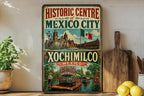 Historic Centre of Mexico City & Xochimilco Mexico Vintage Metal Sign, UNESCO World Heritage Landmark Decor, Mexico Travel Souvenir Sign — photo 3