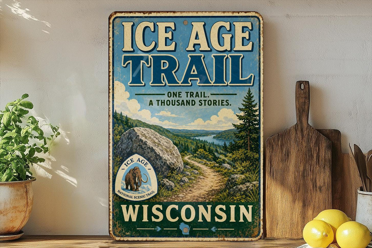 Ice Age Trail Wisconsin Vintage Style Metal Sign, Hiking Trail Decor, Outdoor Adventure Wall Sign, Wisconsin Souvenir Gift — photo 2
